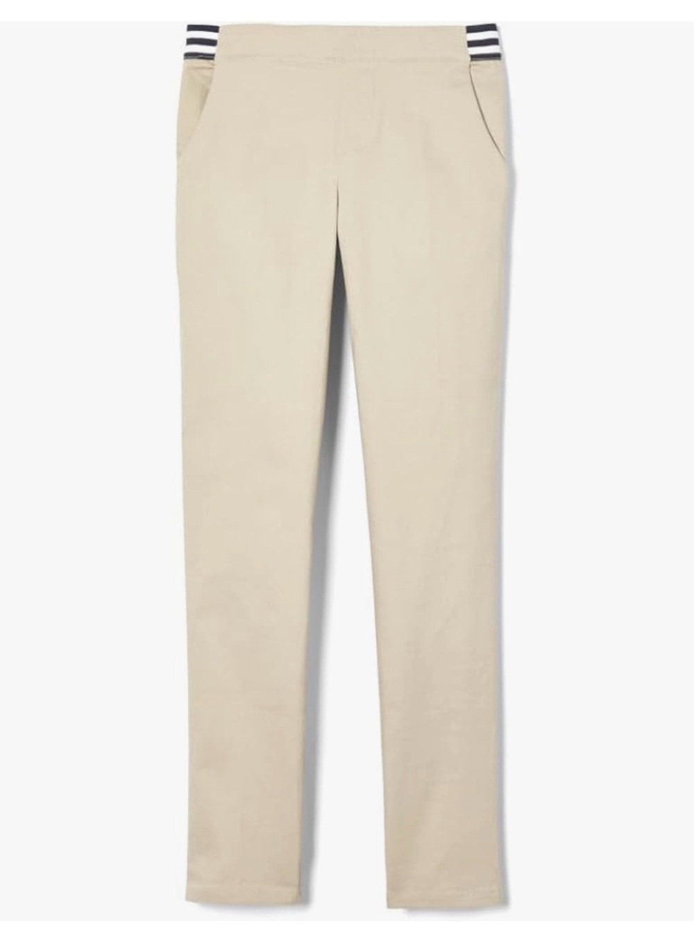 French Toast Beige Pull On Slim Fit Stretch Pants with Elastic Waistband